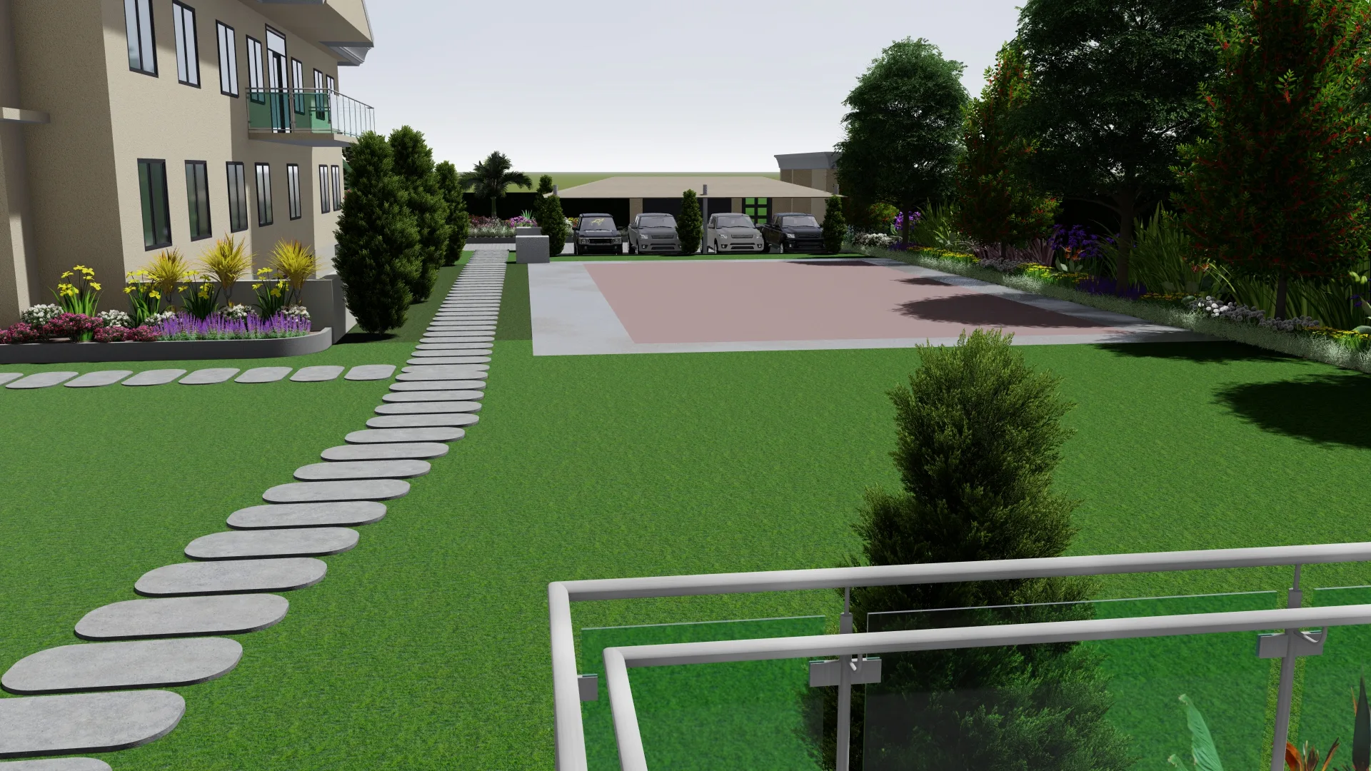 Tropical courtyard landscape