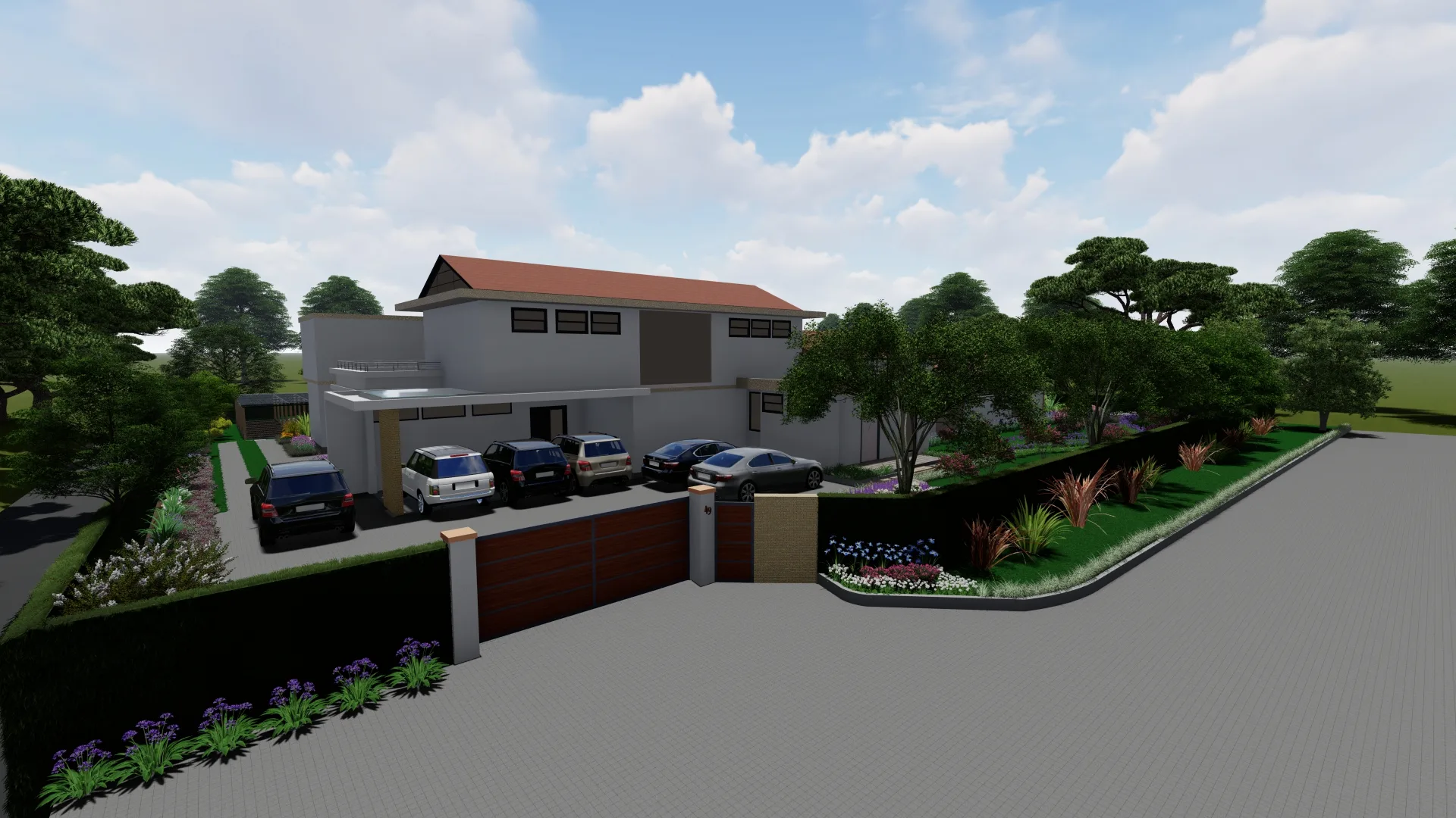 Landscape design studio material table and courtyard