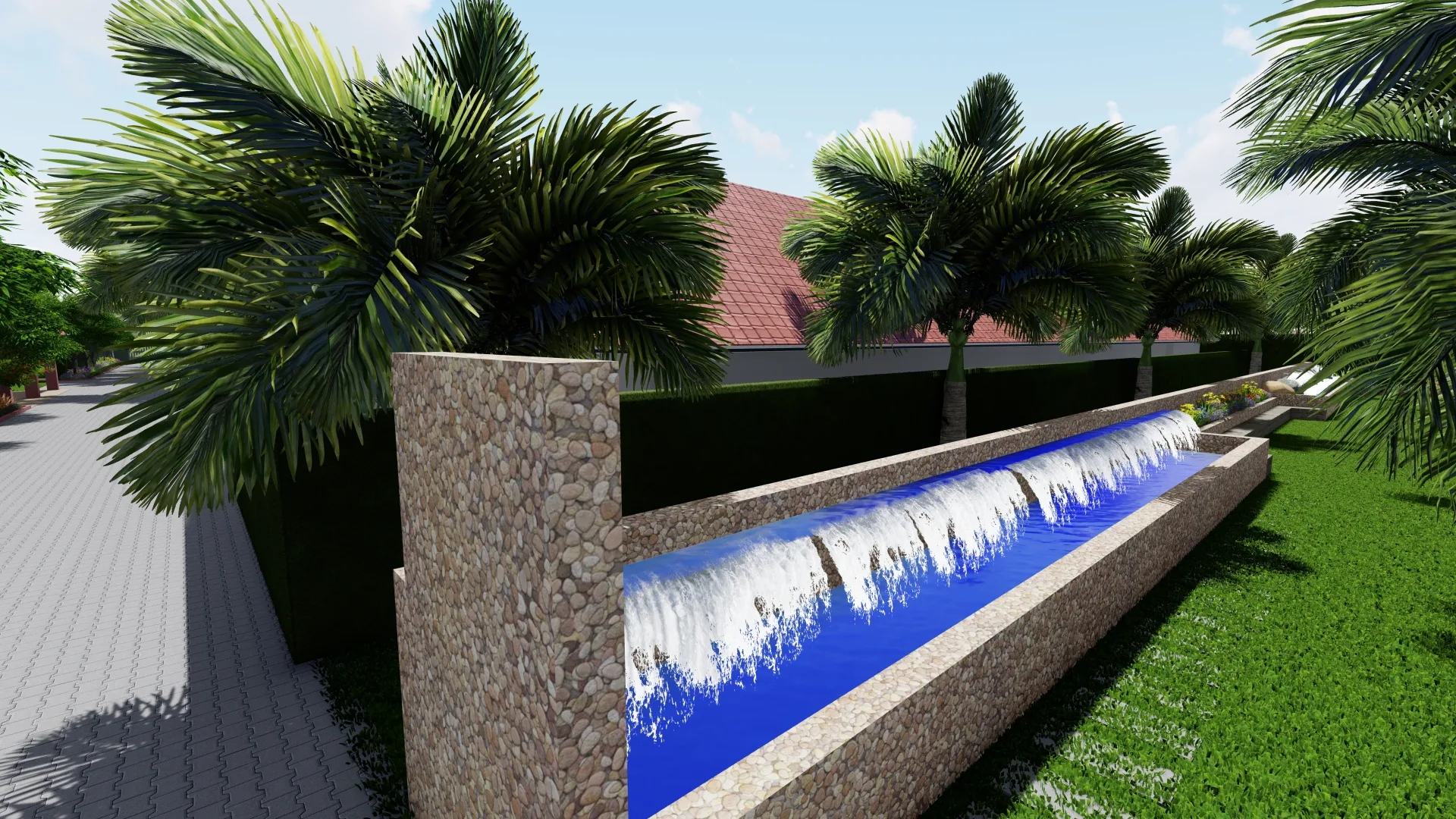 Contemporary garden pathway and hardscape